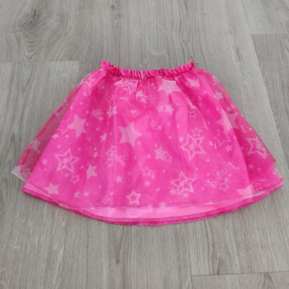 Barbie Girls Pink Glitter Star Tutu Skirt Play Costume Size 4-6X